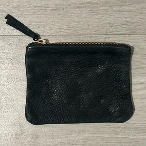 Claire V black leather nubuck coin purse pouch